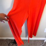 Bucket List Orange Ribbed Wide Leg Jumpsuit Womens L Casual Fall Cozy Boho Size L Photo 7