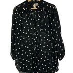 Boutique  Birdcage Black & White Polka Dot Chiffon Long Sleeve L Photo 0