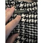 For Cynthia  jacket Fringe Sz M Houndstooth Hooded Pockets Black White Classic Photo 1