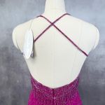 Cassandra Stone Silk Beaded Fringe Gown Size 12 Fuchsia Prom Evening HOCO FLAWED Pink Photo 7