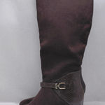 Karen Scott Sharonn Brown Knee High Boots 7.5M Faux Suede Chunky Block Heel Photo 0
