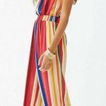 Forever 21 Strapless Striped Satin Palazzo Jumpsuit Photo 3