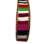 Woven Leather Belt Guatemalan Colorful Striped Boho Western XS 35" Brown Photo 1