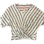 Lush Clothing NWT Lush Short Sleeve Black & White Striped Twisted Tie Crop‎ Top Size Small Photo 0