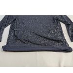 J.Crew Womens Blue Black Sequin 3/4 Sleeve Top Size L Glam Evening Quiet Luxury Photo 7