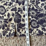 Eddie Bauer  Navy Blue Beige Floral Pencil Knee Length Cotton Skirt Plus Size 18 Photo 1