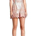 Dress the Population  Sabrina Pink and Silver Sequin Lace Romper Size S Photo 0