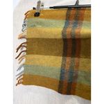 Vintage West Germany Handwoven Wool Plaid Scarf 100% Wool Fringe Gold Photo 4