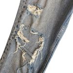 ZARA Women’s 8 High Rise Ripped Mom Jeans Blue Distressed Denim Relaxed Fit Photo 5