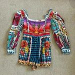 Farm Rio Summer Vibe Romper Ruffled Embroidered Square Neck Patchwork Size M Photo 2