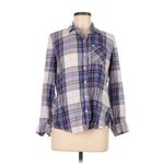 Gap  Soft Twill Green &‎ Purple White Check Lavender Plaid Flannel Top S Photo 2