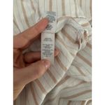 Aerie  Button Down Shirt Womens Medium Tan Stripe Linen Blend Oversized Beach Photo 5
