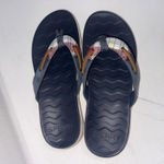 Sperry Women's Seafish Leather Flip Flop Sandals Blue Plaid Nautical Shoes Sz 7 Photo 3