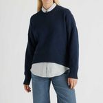 Quince Organic Cotton Boyfriend Crew Sweater in Navy Photo 0