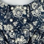 Castro Blue Floral Print Sleeveless Pearl Button Elastic Waist Mini Dress Sz 12 Photo 2