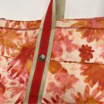 J Jill Orange Red Floral Canvas Tote Handbag Fall Shoppers Classic Shoulder Bag Photo 2