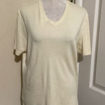 Brooks Brothers 346 Womens V Neck Short Sleeve T Shirt Cream Size L Photo 0