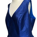 Alfred Sung Dupioni Dress Women 18 Blue Pleated Hi Lo Fit Flare Elegant Timeless Photo 3