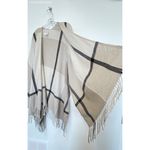 Three Dots ‎ Poncho Wrap One Size Neutral Miranda Plaid Cashmere Blend Fringe Photo 6