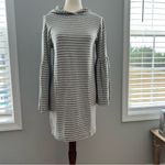Lou & grey Striped Hooded Dress size Small Bell Sleeves Grey/White Soft Knit Photo 1