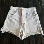 ZARA  Off-White Distressed High-Waisted Cut-Off Cotton Shorts Women’s Size 4 Photo 0