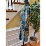 Tacera Womens Dress Size Small Faux Wrap Floral Green and Gold V Neck  Photo 2