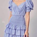 DO+BE  puff sleeve and Smocked Waist Dress💜🤍 NWT size small Photo 0