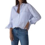 AYR  Women's The Deep End Button Up Shirt Grape Soda Stripe Size XS Photo 10