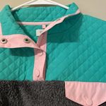 Crown & Ivy cabana by  size small quilted jade grey pullover jacket pink lined Photo 2