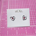 Noir silver tone crystal hearts mini studs red heart earrings Photo 2