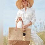 Mar Y Sol Montauk Tote Straw Bag in Sand/ Brown One Size, New w/Tag Tan Photo 0