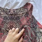 Womens Size XL Red Paisley Midi Dress Sleeveless High Neck Boho Chic Artsy Pink Photo 8