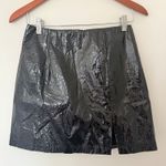 Hutch Anthro  Sherry Skirt Black Faux Patent Shine Notched Hem PU Rayon Blend 2 Photo 2