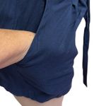 Ambiance Navy High Elastic and Tie Waist Pleated Paper Bag Pocket Shorts Small Blue Photo 4