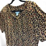 White Stag y2K Slinky Cheetah Print Crop Top Button Up Bouse size L Photo 2