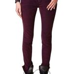Free People Corduroy Skinny Leg Pants Jeans Women's Size 26 Stretch Burgundy Red Photo 0