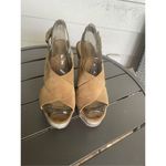 Michael Kors Mariana Suede/ Snakeskin Sling Platform/Open Toe Heels Brown Size 9 Photo 8