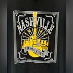 SheIn  Curved OXL Nashville Music City Black Top‎ Safety Pins Guitar Graphic Photo 1
