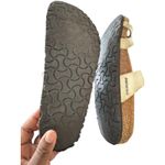 Birkenstock Sandals Women’s 40 US 9 Stone Beige Leather Ankle Strap Cork Footbed Photo 3