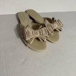 Koko + Palenki Champagne Satin Ruffled Dara Bow Slide Sandal Womens 7 Formal Photo 1