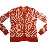 Charter Club  Zebra Print Knit Button Up Cardigan Size X-Small Colorful Animal Photo 0