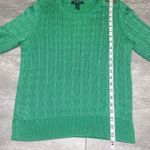 Ralph Lauren SZ L Kelly Green Cotton Viscose Cable Knit 3 Button Preppy Classic Photo 2