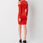 Juicy Couture Red Orange Shimmer Cut Out Cold Shoulder Bodycon Dress Photo 1