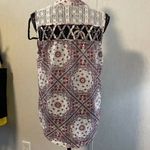 Sleeveless Blouse Paisley Print Tie Front Lace Back Casual Top Size M Photo 2