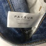 PacSun Size 25 Blue Distressed High Waisted Straight Leg Crop Jeans Raw Hem Photo 4