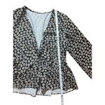 Molly green Dainty Floral black white tie front ruffle hem blouse sz M Photo 8
