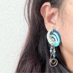 Rare LUNCH At The RITZ Blue Dolphin Dance Dangle Whimsical Earrings 17g. Photo 3