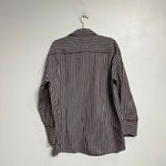 Topshop  Brown Striped Button Down Shirt Sz M Photo 7