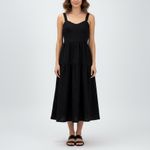 Chelsea 28 Black Textured Jacquard Tiered Midi Dress Size XS Photo 3