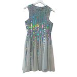 ASOS Silver Holographic Sleeveless Fit & Flare Party Dress Size 6 Photo 1